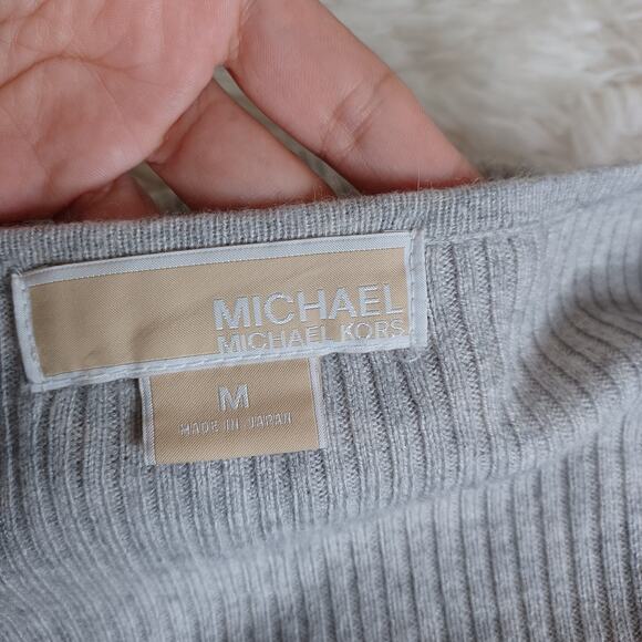 Michael Kors Long Sleeve Knit Cozy Cardigan Light Sweater Gray Waterfall Size M - Picture 4 of 7